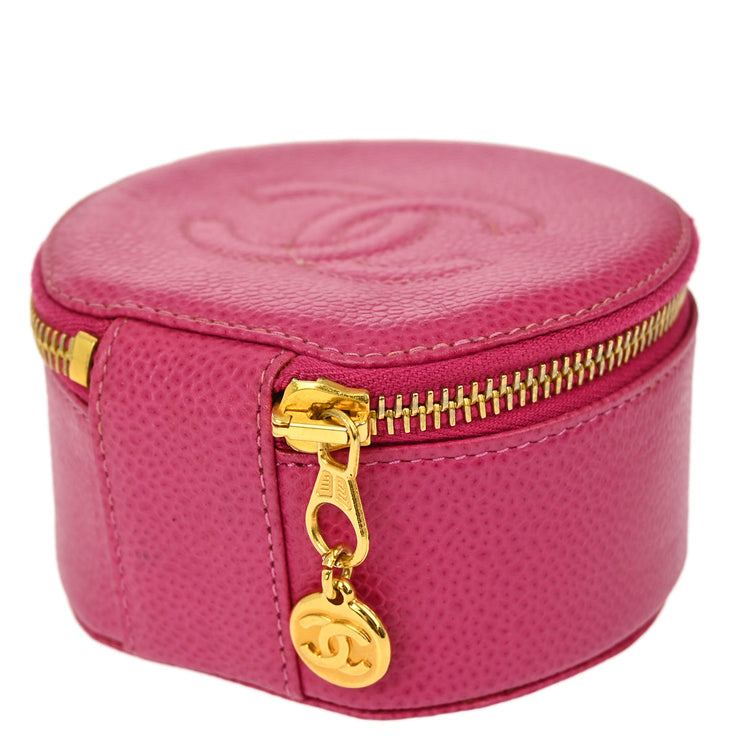 Chanel Pink Caviar Jewelry Case Pouch