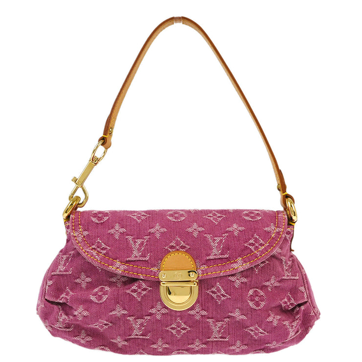 Louis Vuitton 2006 Pink Monogram Denim Mini Pleaty Handbag M95216