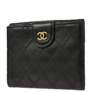 Chanel 1994-1996 Black Lambskin Bicolore Bifold Wallet Purse