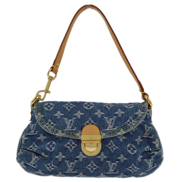 Louis Vuitton 2005 Blue Monogram Denim Mini Pleaty Handbag M95050