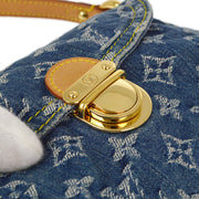 Louis Vuitton 2005 Blue Monogram Denim Mini Pleaty Handbag M95050