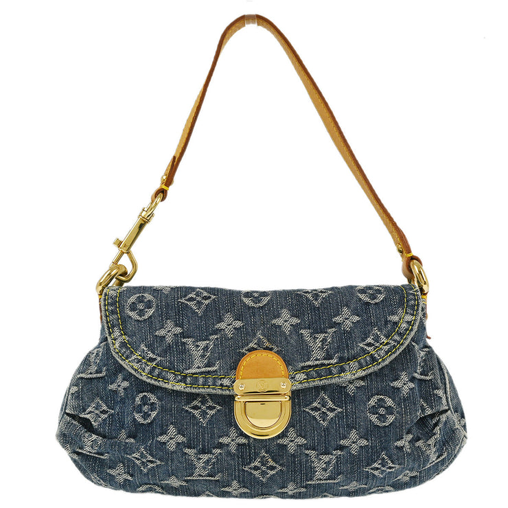 Louis Vuitton 2005 Blue Monogram Denim Mini Pleaty Handbag M95050