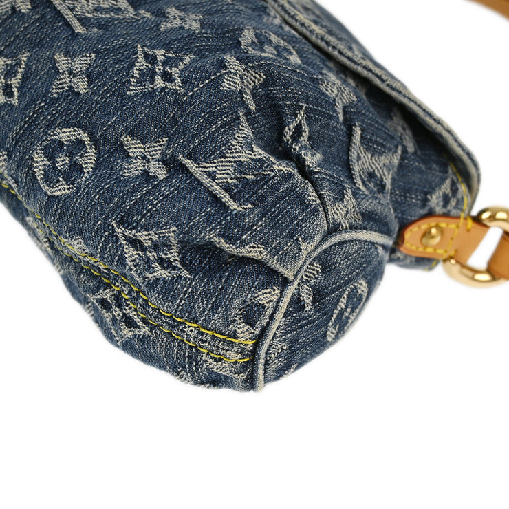 Louis Vuitton 2005 Blue Monogram Denim Mini Pleaty Handbag M95050