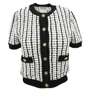 Chanel Short Sleeve Cardigan Top Black 97P #38