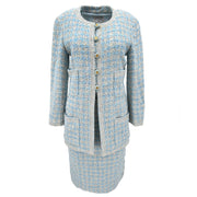 Chanel Setup Suit Jacket Skirt Light Blue 93P #38