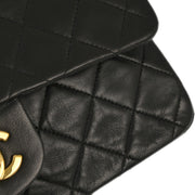 Chanel 1991-1994 Black Lambskin Small Classic Double Flap Shoulder Bag