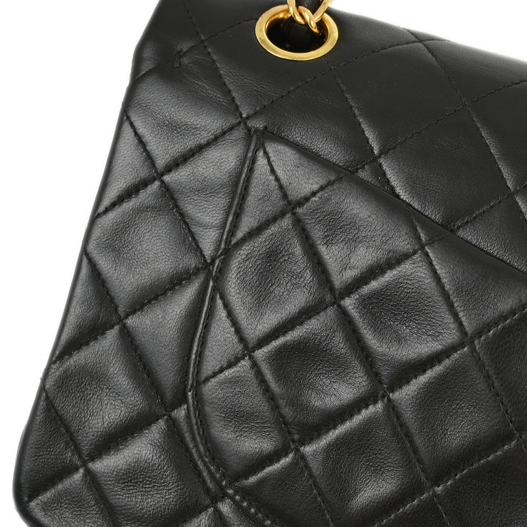 Chanel 1991-1994 Black Lambskin Small Classic Double Flap Shoulder Bag