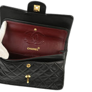 Chanel 1991-1994 Black Lambskin Small Classic Double Flap Shoulder Bag