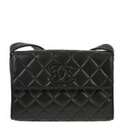 Chanel 1991-1994 Black Lambskin Straight Flap Shoulder Bag