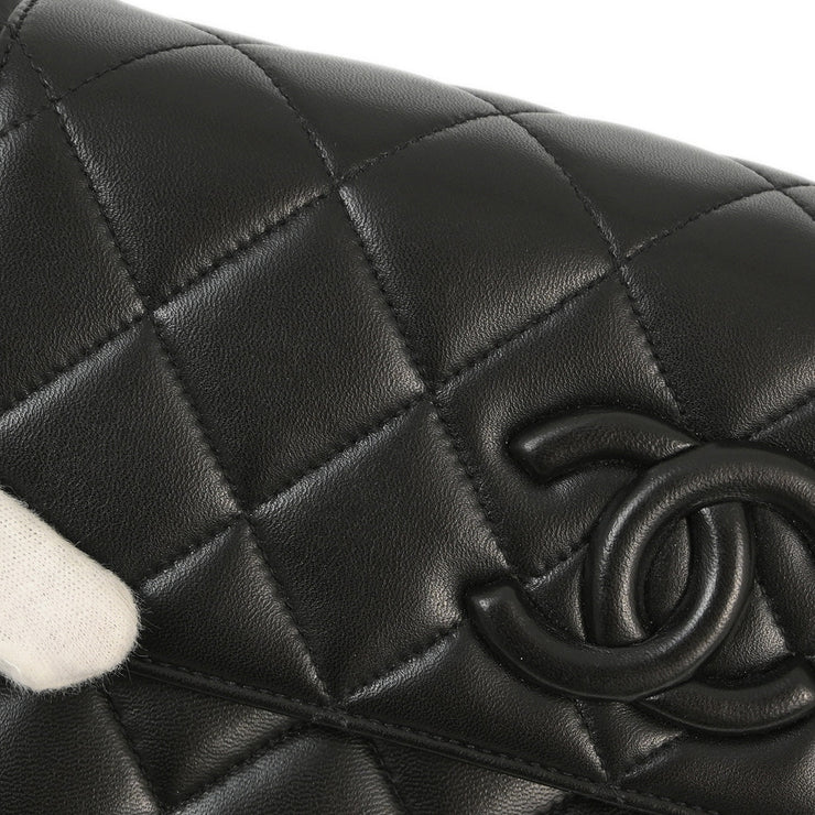 Chanel 1991-1994 Black Lambskin Straight Flap Shoulder Bag