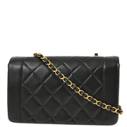 Chanel 1991-1994 Black Lambskin Small Diana Shoulder Bag