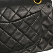 Chanel 1991-1994 Black Lambskin Small Classic Double Flap Shoulder Bag