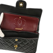 Chanel 1994-1996 Black Lambskin Small Classic Double Flap Shoulder Bag