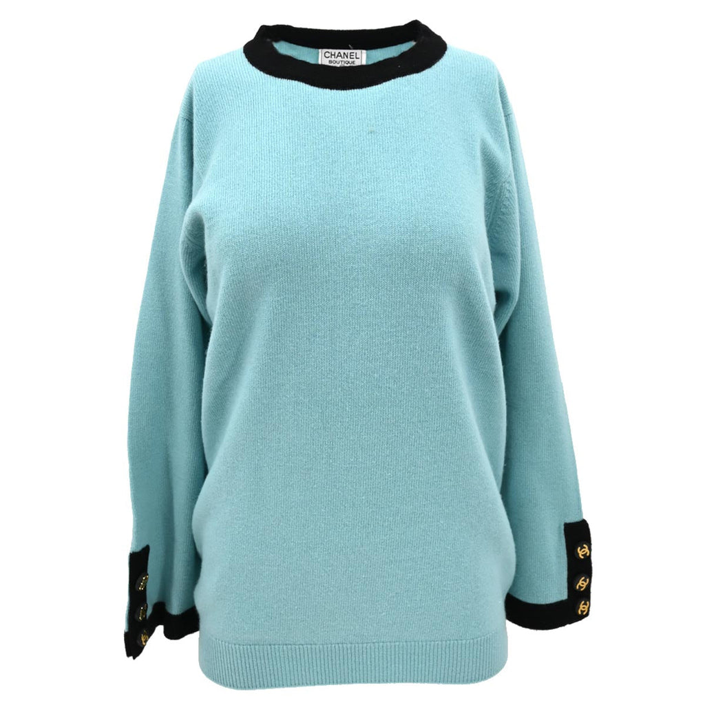 Chanel Sweater Light Blue CR93 #42 – AMORE Vintage Tokyo Chanel Sweater Light Blue CR93 #42 – AMORE Vintage Tokyo
