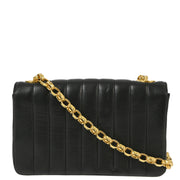 Chanel 1986-1988 Black Lambskin Straight Flap Chain Shoulder Bag