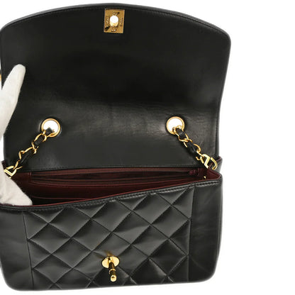 Chanel 1994-1996 Black Lambskin Small Diana Shoulder Bag