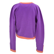 Chanel Ensemble Cardigan Short Sleeve Top Purple 95A #38