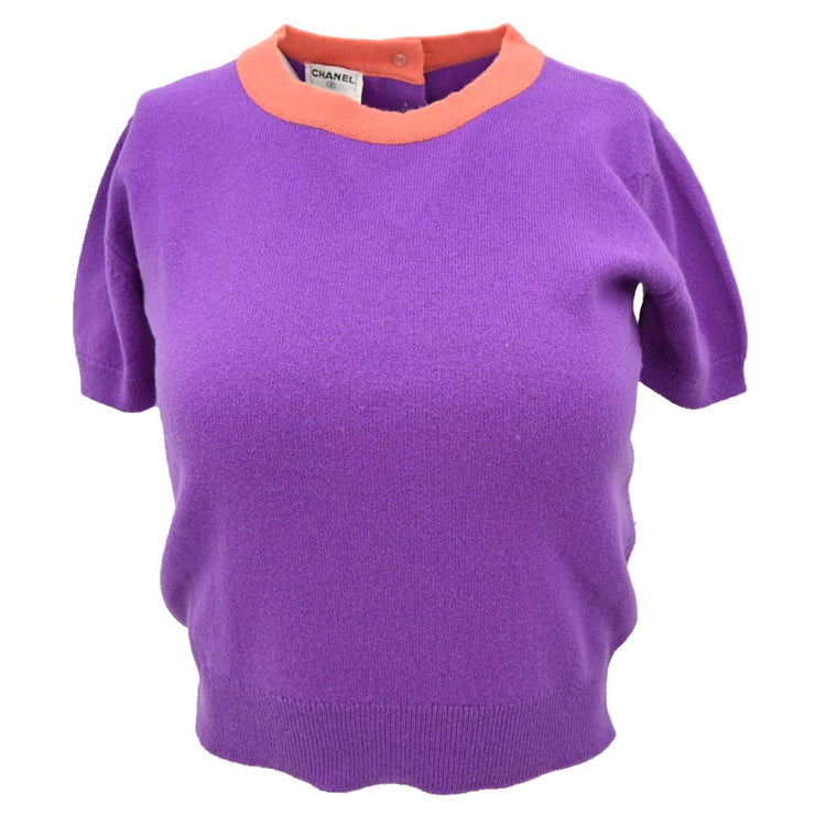 Chanel Ensemble Cardigan Short Sleeve Top Purple 95A #38