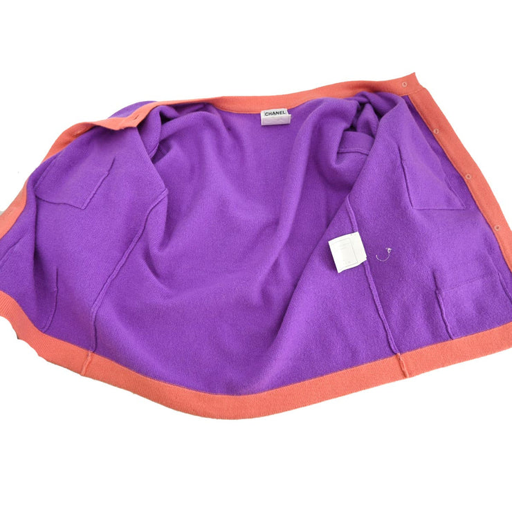 Chanel Ensemble Cardigan Short Sleeve Top Purple 95A #38