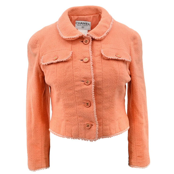 Chanel Single Breasted Jacket Orange #40