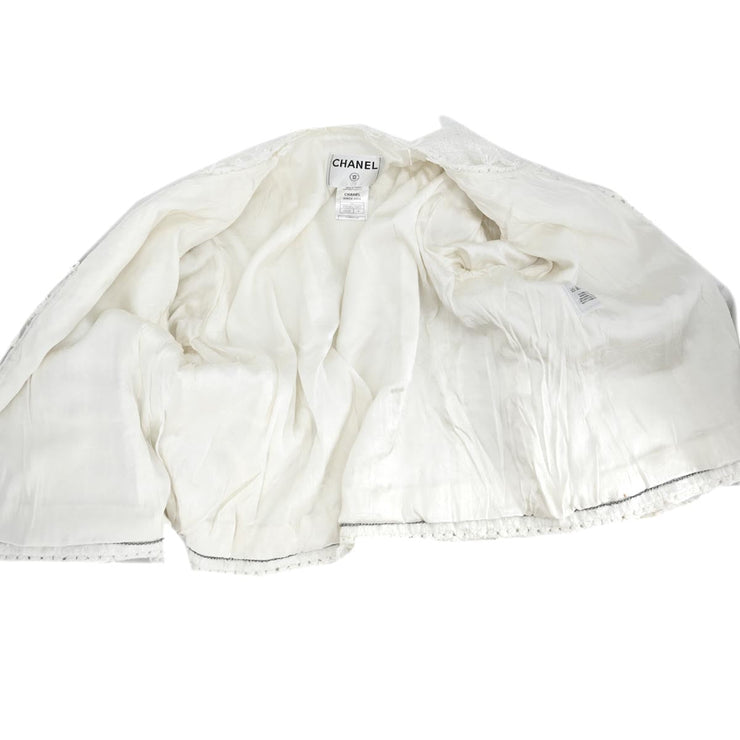 Chanel Ginza 2004 Collarless Jacket White 05C #46