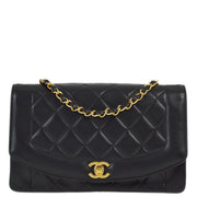 Chanel 1996-1997 Black Lambskin Medium Diana Shoulder Bag