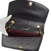 Chanel 1996-1997 Black Lambskin Medium Diana Shoulder Bag