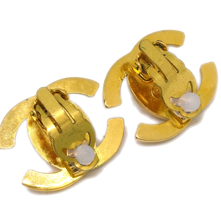 Chanel CC Turnlock Earrings Clip-On Gold Large 96P