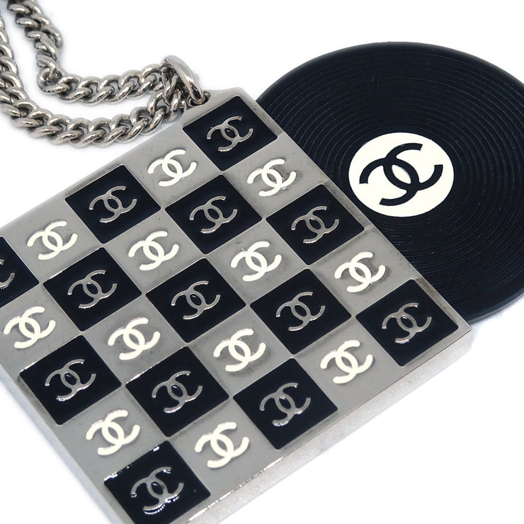 Chanel Record Silver Chain Pendant Necklace 04P