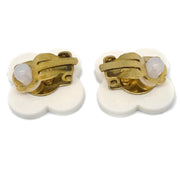 Chanel Clover Earrings Clip-On White 02P