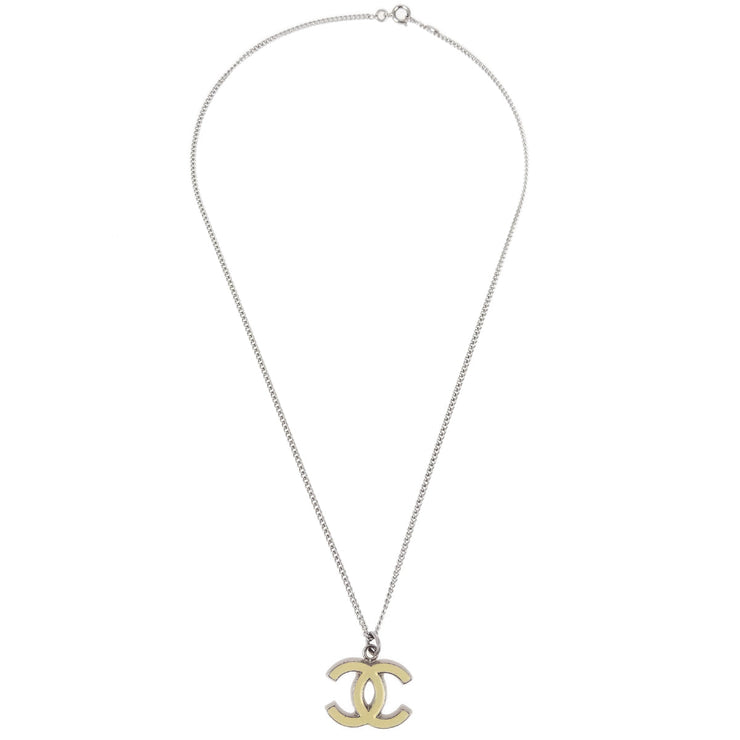 Chanel Chain Necklace Silver White 05A