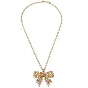 Chanel Bow Chain Necklace Pendant Gold 03S