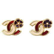 Chanel CC Flower Piercing Earrings Gold 03P