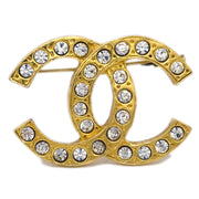 Chanel CC Brooch Pin Rhinestone Gold