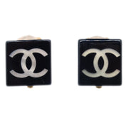 Chanel Square Earrings Clip-On Black 03A