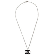 Chanel Chain Necklace Silver Black 04P