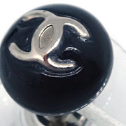 Chanel Button Piercing Earrings Black 06V