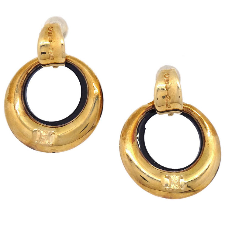 Celine Hoop Dangle Earrings Gold Clip-On 750