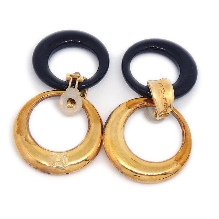 Celine Hoop Dangle Earrings Gold Clip-On 750