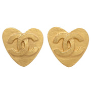 Chanel Gold Heart Earrings Clip-On 95P