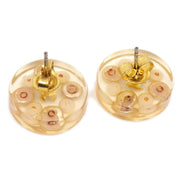 Chanel Button Piercing Earrings Artificial Pearl Clear