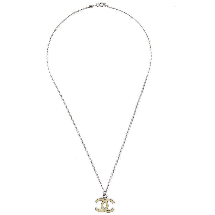 Chanel Chain Necklace Silver White 05V