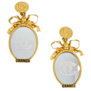 Chanel Mirror Dangle Earrings Clip-On Gold