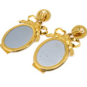 Chanel Mirror Dangle Earrings Clip-On Gold