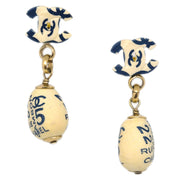 Chanel Dangle Piercing Earrings Ivory 02P