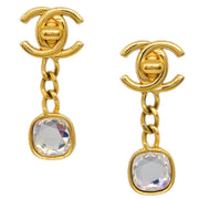 Chanel Dangle Turnlock Earrings Clip-On Rhinestone Gold 97A