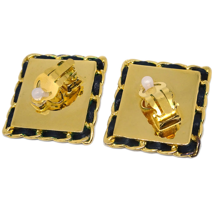 Chanel Square Earrings Clip-On Gold 26