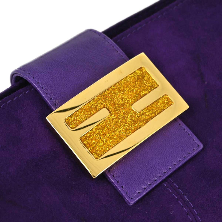 Fendi Purple Suede Baguette Shoulder Bag