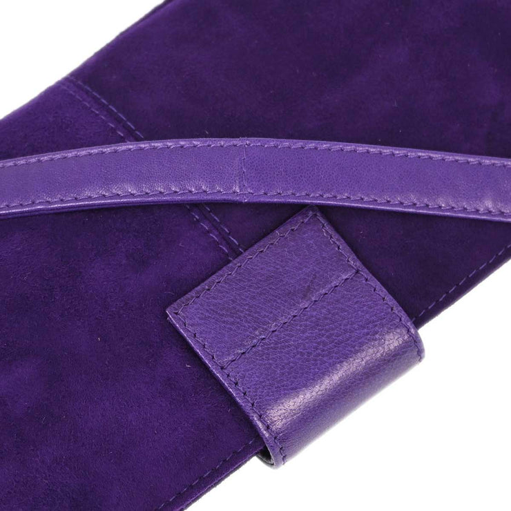 Fendi Purple Suede Baguette Shoulder Bag