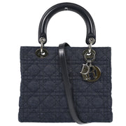 Christian Dior 1999 Navy Denim Lady Dior Cannage 2way Handbag